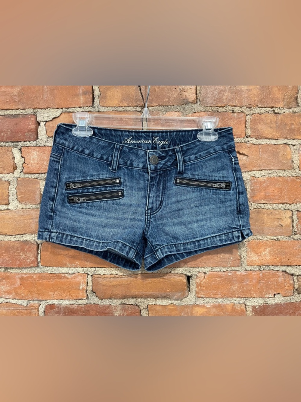 SOLD - Vintage Y2K American Eagle Outfitters Blue Denim Low-Rise Jean Shorts |